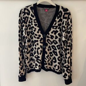 Vince Camuto Women’s Leopard Print Cotton Cardigan Sweater Size M